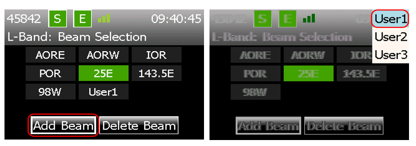 Select Add Beam then User1